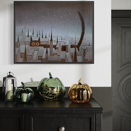 Czarny kot - akryl na płótnie