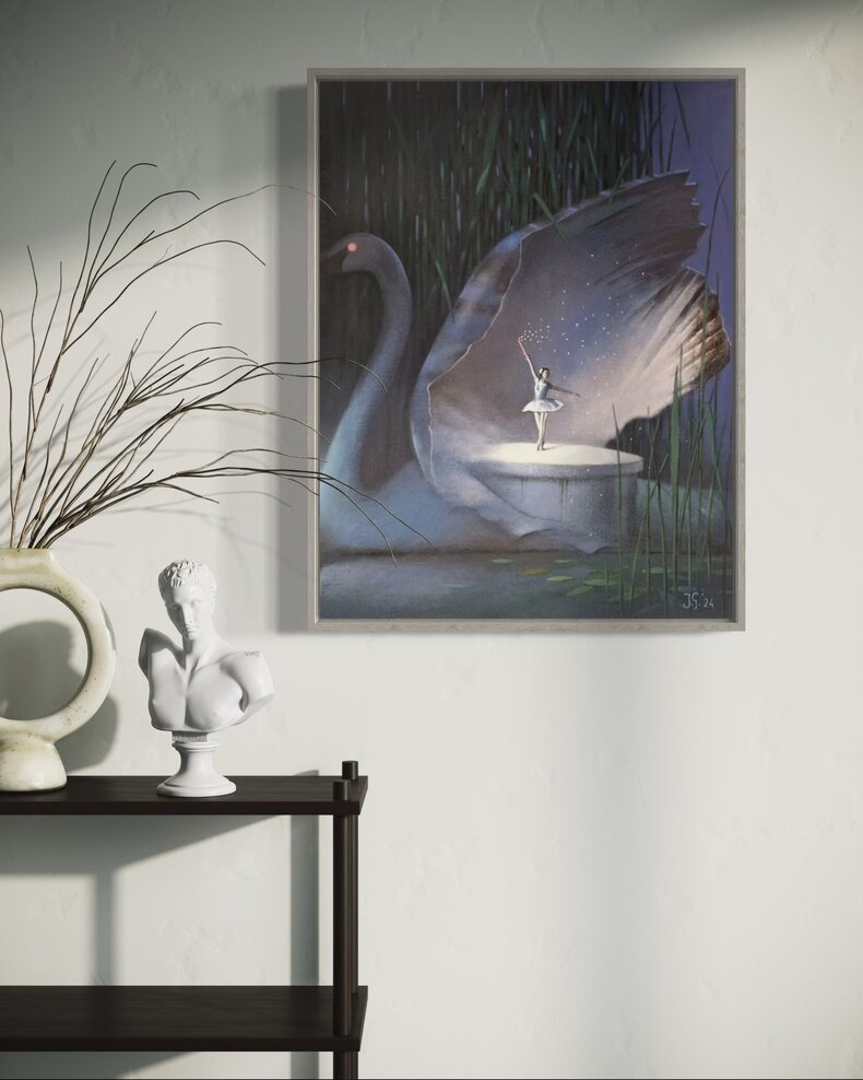 Jezioro Łabędzie - akryl na płótnie