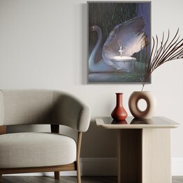 Jezioro Łabędzie - akryl na płótnie