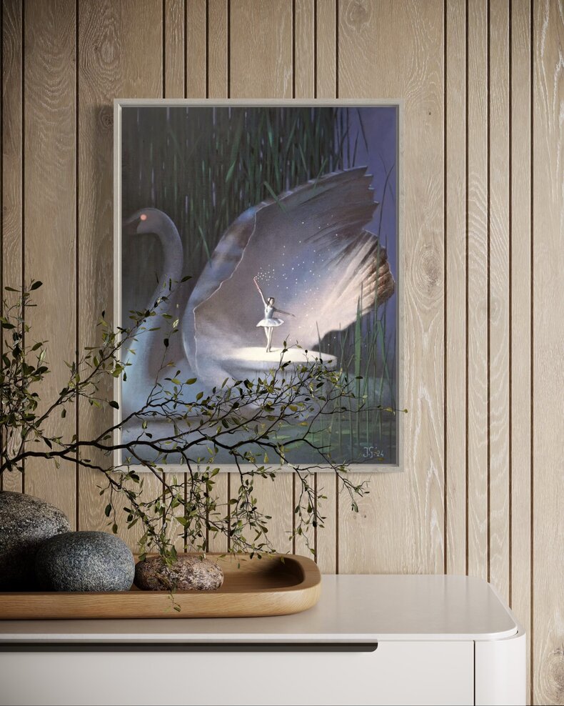 Jezioro Łabędzie - akryl na płótnie