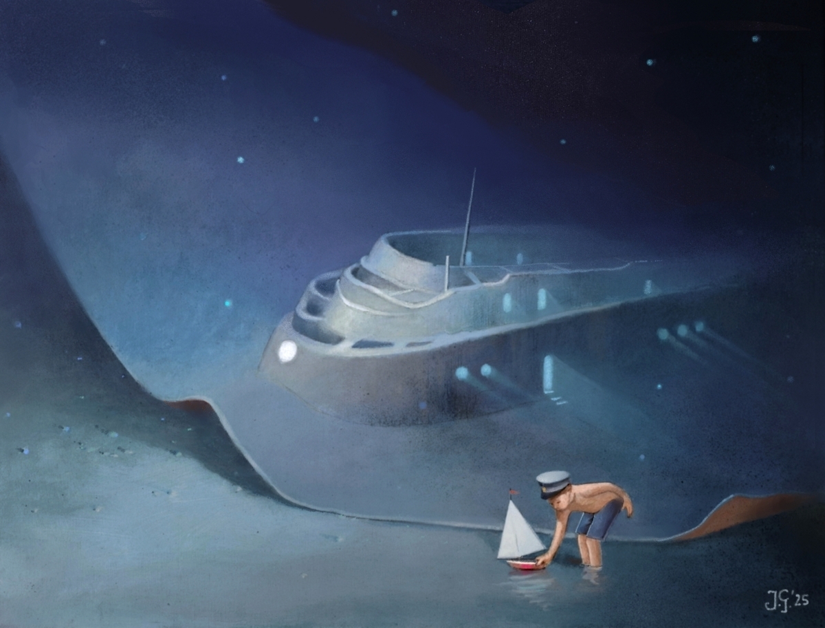 The Young Man and the Sea - akryl na płótnie