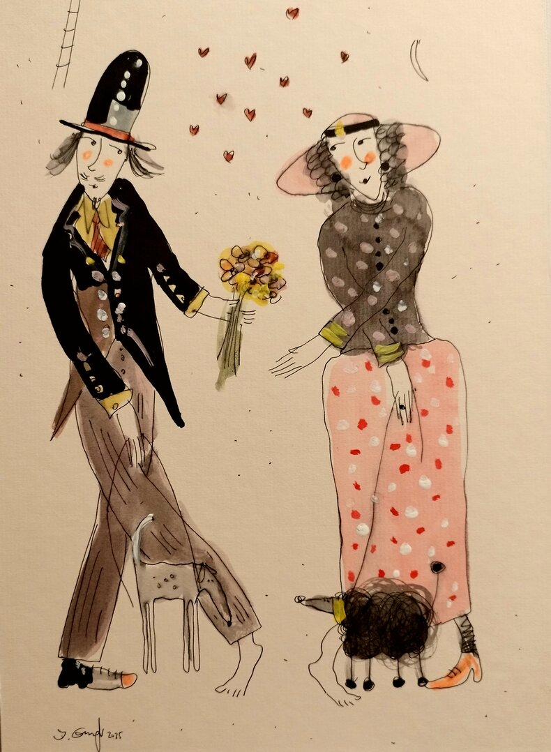 Państwo zakochani z pieskami