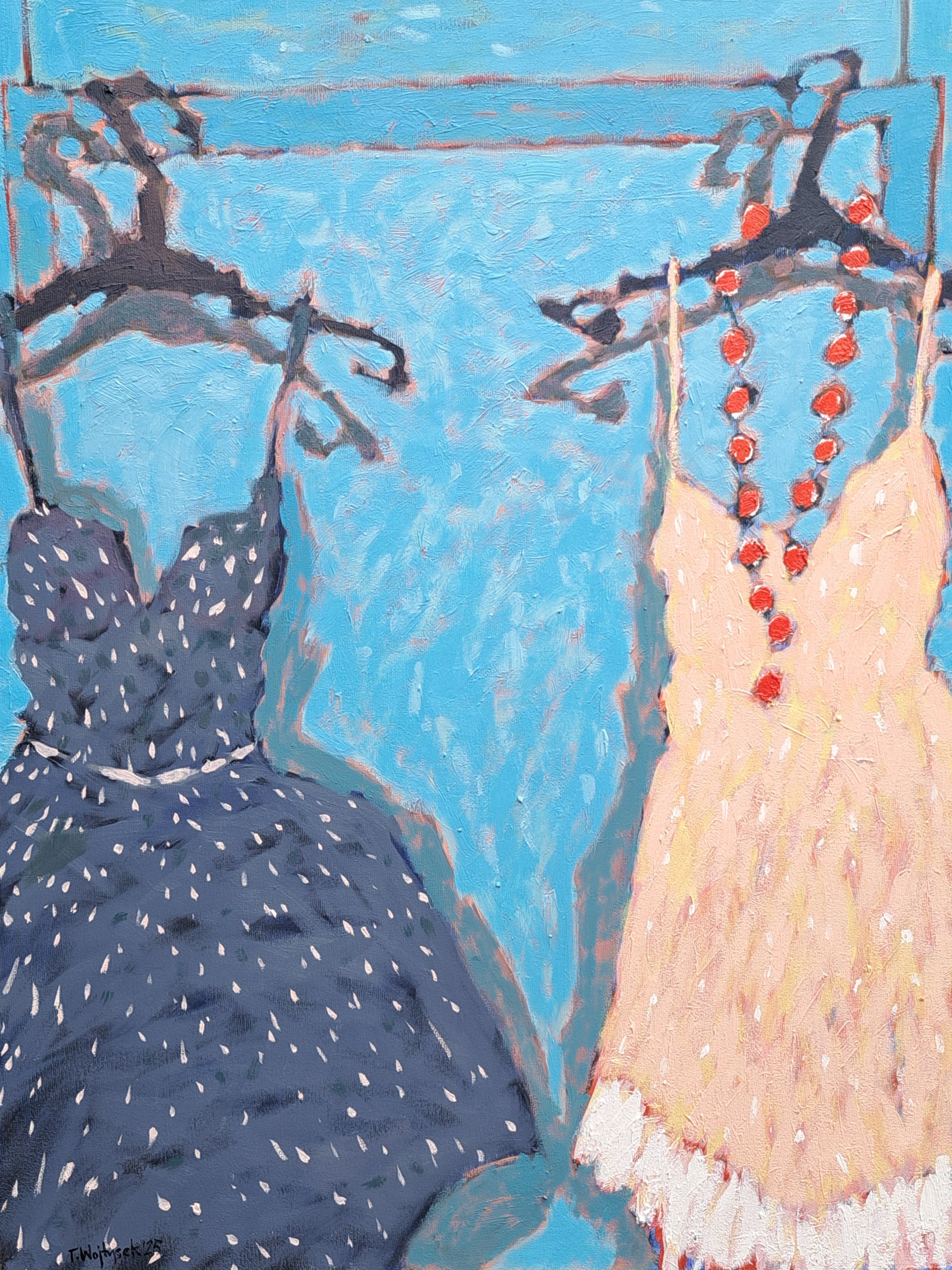 Sukienki na błękitnym tle