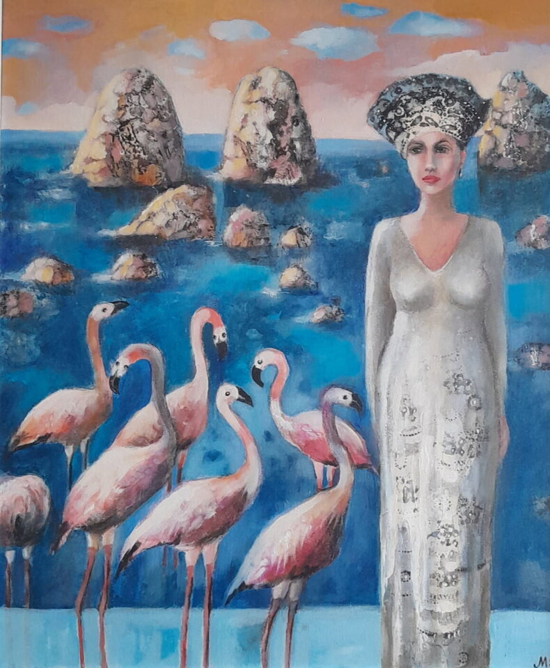 Kompozycja z flamingami