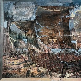 Górska dolina z wielkim zaginionym okrętem