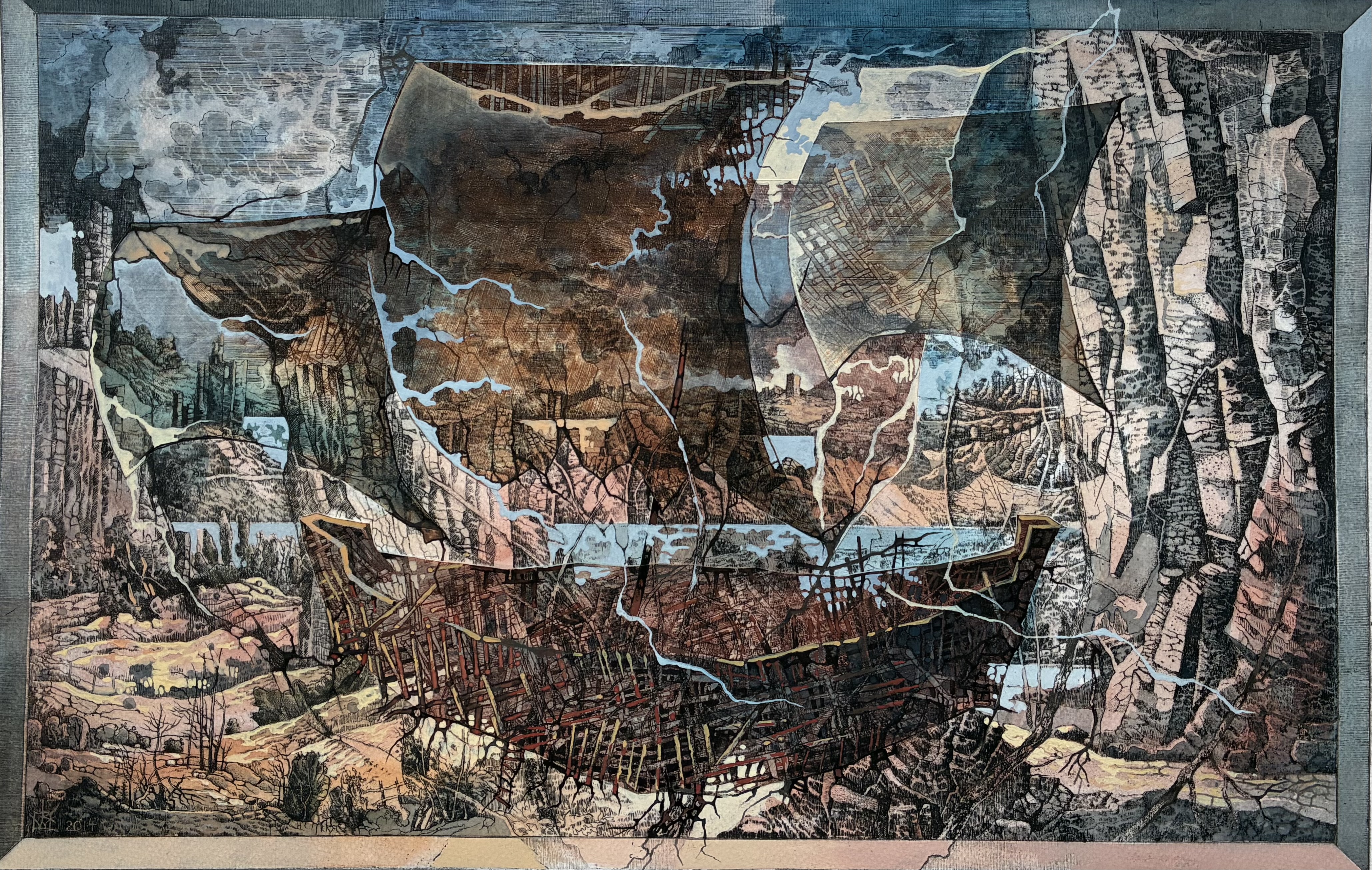 Górska dolina z wielkim zaginionym okrętem