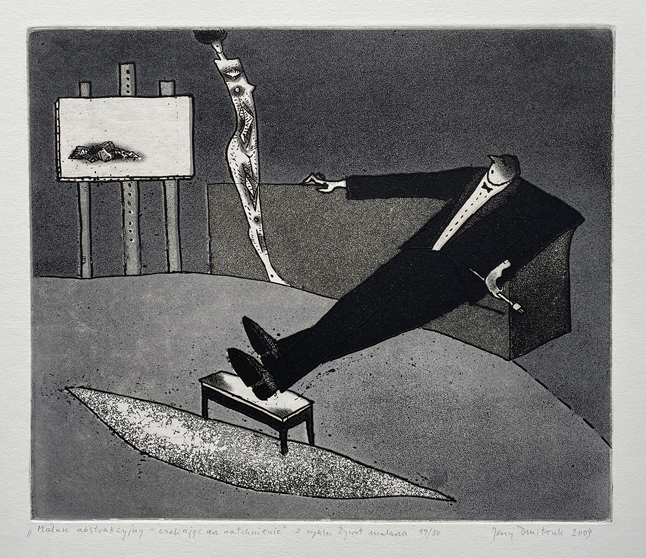 Malarz abstrakcyjny - czekając na natchnienie 