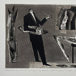 Natchniona muza pozująca do obrazu abstrakcyjnego