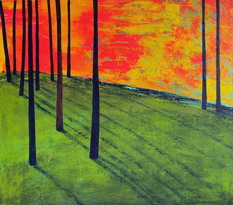 Kolorowy pejzaż leśny