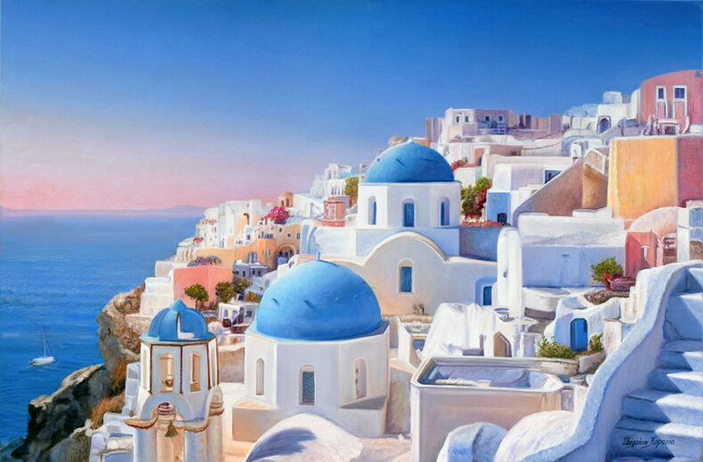 Lazur i biel Santorini 